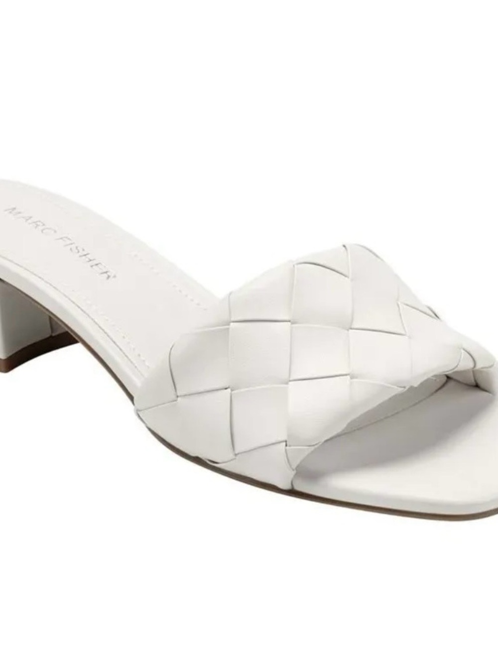 Marc Fisher Woven White Slide Mule